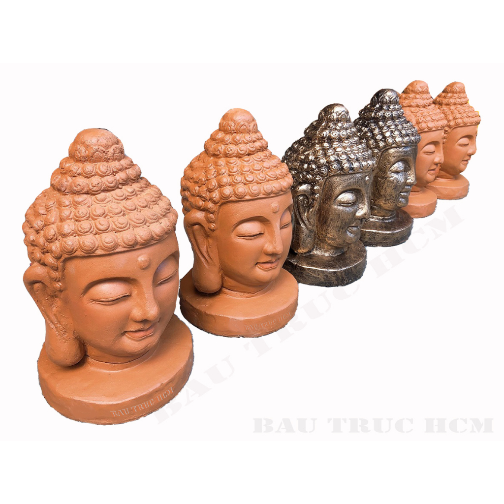 Đầu Tượng Phật Gốm Đất Nung 31 Cm