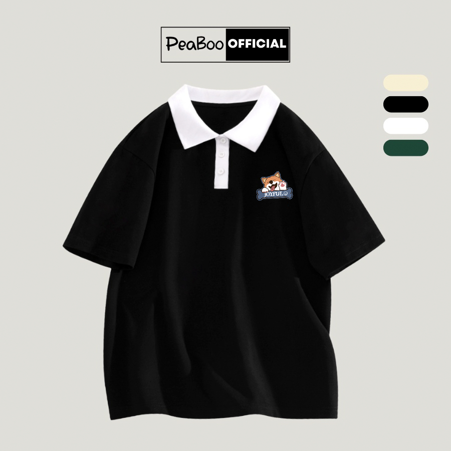 Áo Phông Polo Unisex PEABOO Mã PL Joyful Local Brand Form Rộng Cổ Đẹp Chất Cotton Nam Nữ | BigBuy360 - bigbuy360.vn