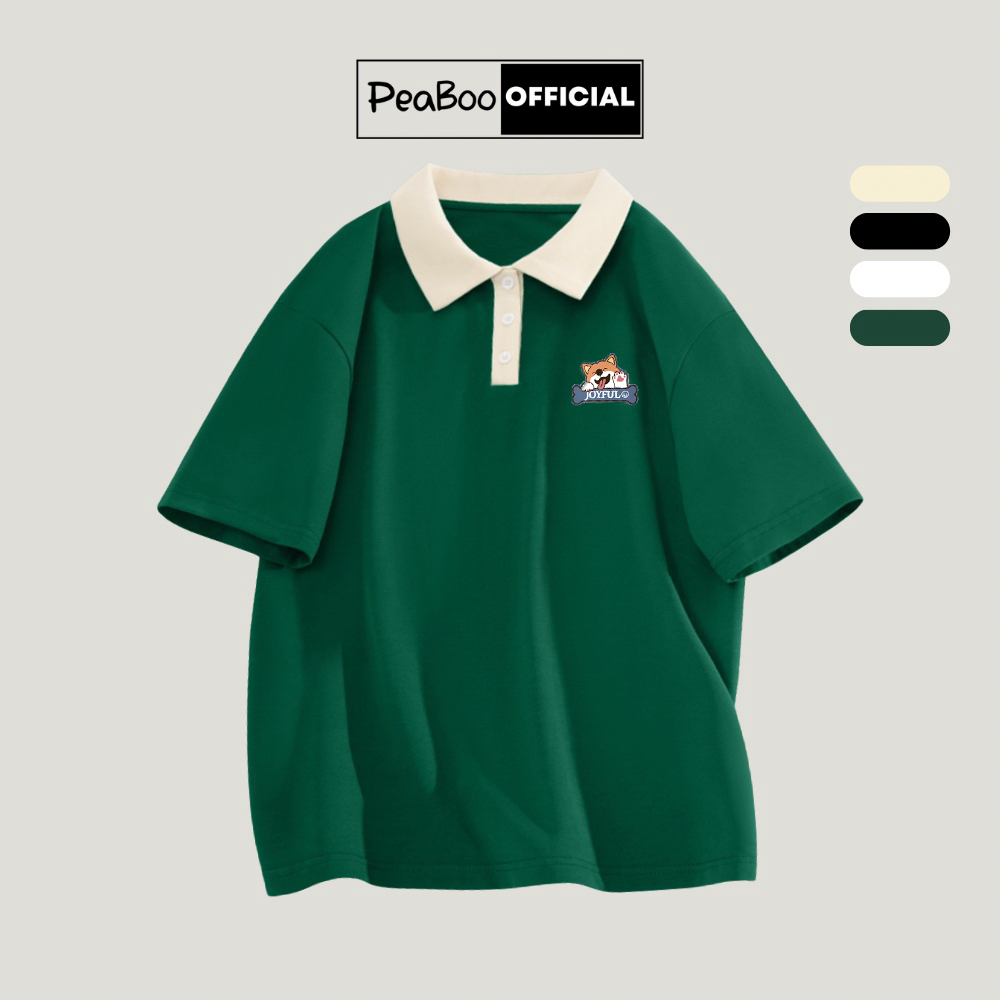 Áo Phông Polo Unisex PEABOO Mã PL Joyful Local Brand Form Rộng Cổ Đẹp Chất Cotton Nam Nữ | BigBuy360 - bigbuy360.vn