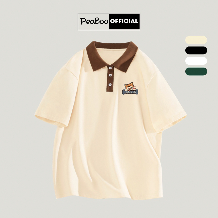 Áo Phông Polo Unisex PEABOO Mã PL Joyful Local Brand Form Rộng Cổ Đẹp Chất Cotton Nam Nữ | BigBuy360 - bigbuy360.vn