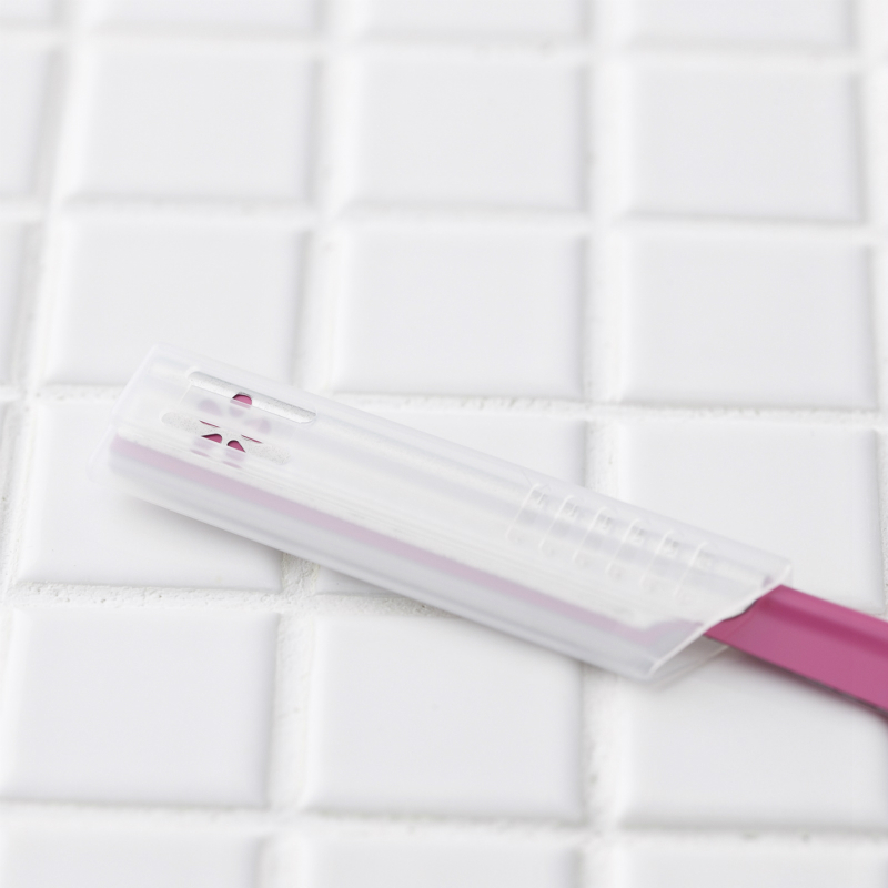 Dao Cạo Lông Mặt Thân Kim Loại Kai Beauty M 742 Màu Hồng Set 5 Cây