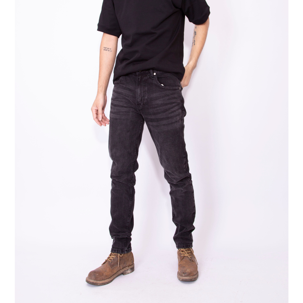 Quần jean nam LAB+ COTTONLAB quần bò vải denim màu xám đen cao cấp co dãn form Slim LAB1001 | BigBuy360 - bigbuy360.vn