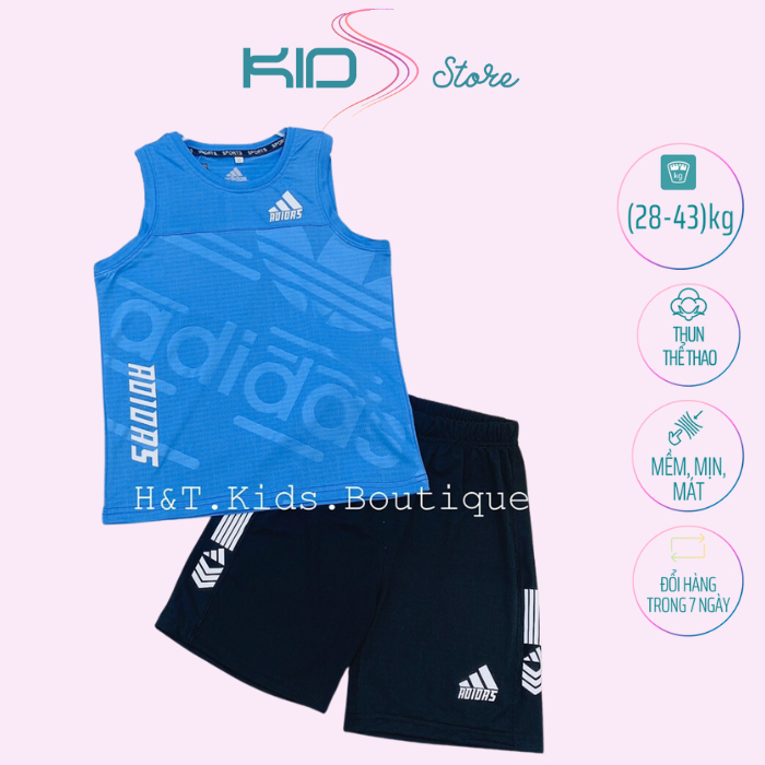 28- 43 kg] Bộ quần áo ba lỗ xuân hè thể thao dành cho bé trai, chất cotton cao cấp mịn đẹp, không xù, thoáng mát