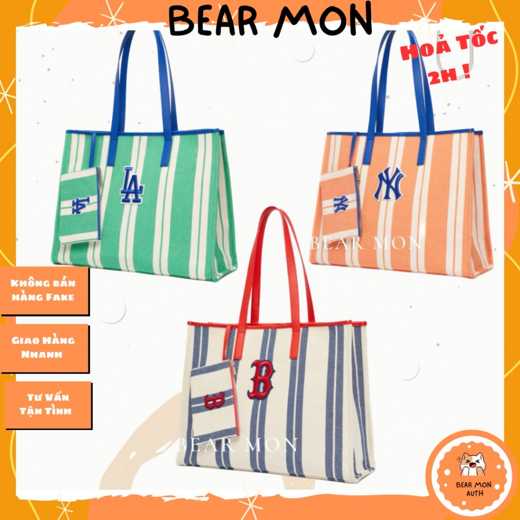 Túi MLB Ethnic Stripe Tote Bag Boston Red Sox 3Aorl0323 màu đỏ cam xanh