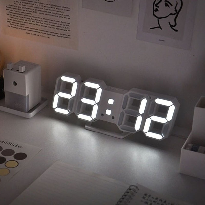 Đồng hồ treo tường để bàn báo thức điện tử led 3D decor cao cấp số to nhìn giờ rõ ngày đêm ánh sáng thay đổi tự động