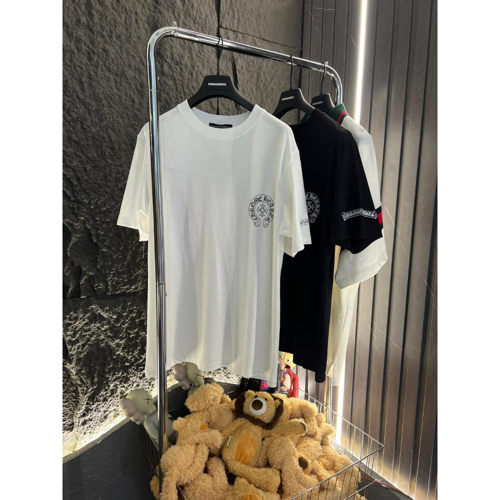 Áo Thun Chrome Hearts Hồng, Áo Phông Nam Nữ Cotton 100% 250gsm Cổ Bo Zip Cao Cấp