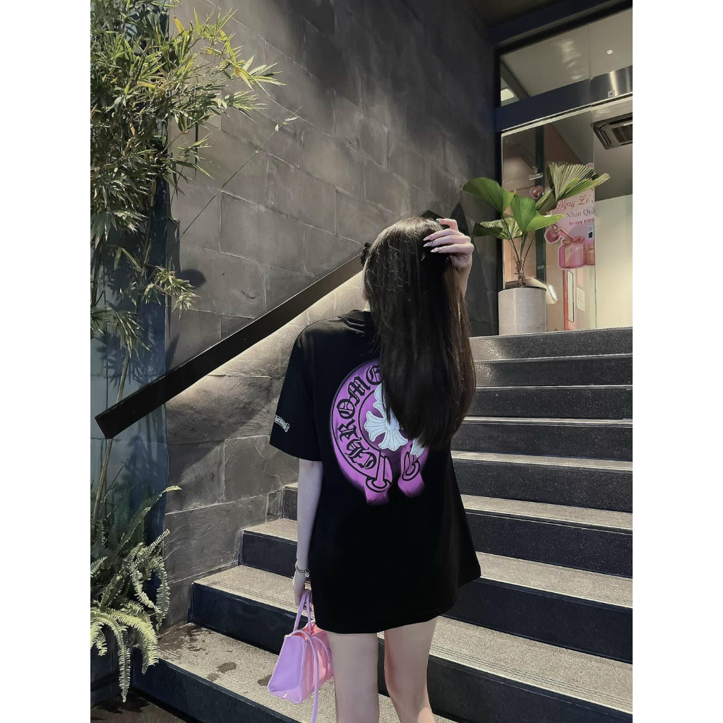 Áo Thun Chrome Hearts Hồng, Áo Phông Nam Nữ Cotton 100% 250gsm Cổ Bo Zip Cao Cấp