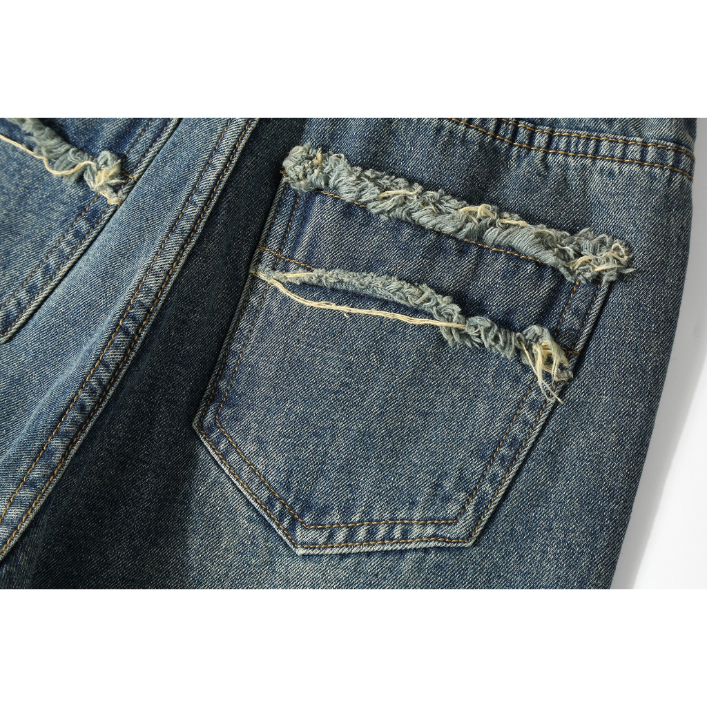 Quần jean nữ ống rộng dáng suông phối lưng tua rua kiểu siêu lạ chất dày dạn FJ02 | BigBuy360 - bigbuy360.vn