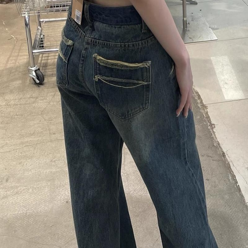 Quần jean nữ ống rộng dáng suông phối lưng tua rua kiểu siêu lạ chất dày dạn FJ02 | BigBuy360 - bigbuy360.vn