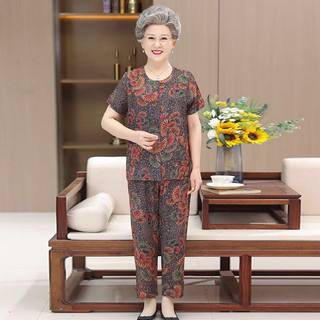 Quần áo mặc nhà cho người già đồ bộ lanh lụa trung niên nữ