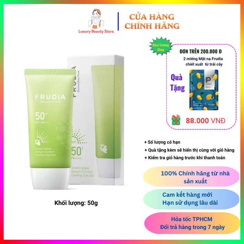 Kem chống nắng Frudia Green Grape Sebum chiết xuất từ quả nho kiểm soát bã nhờn trên da đặc biệt cho da dầu, da mụn