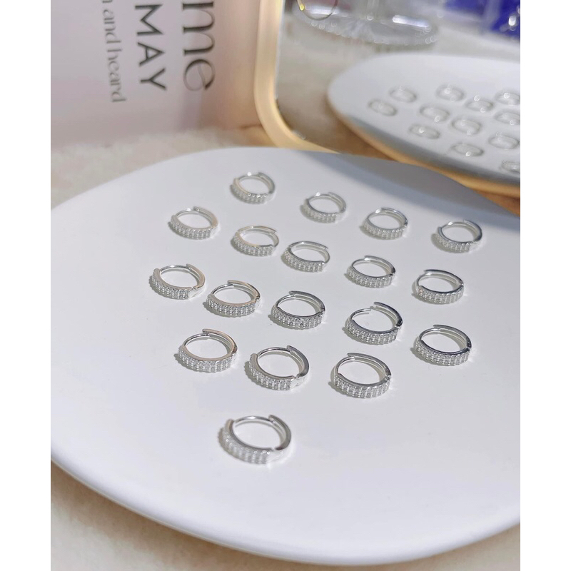 Bông tai 2hàng đá bạc ta