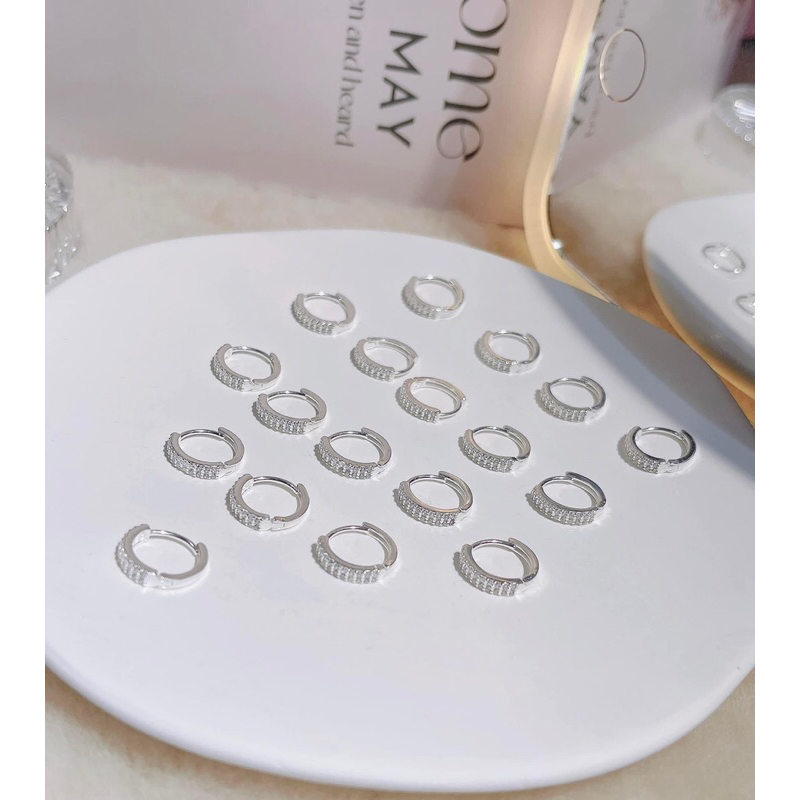 Bông tai 2hàng đá bạc ta