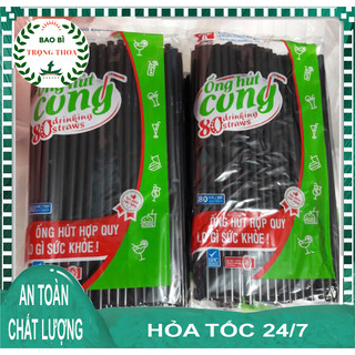 Ống hút đen cong cao cấp 1 gói 80 ống