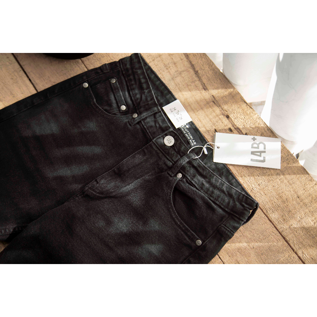 Quần jean nam LAB+ COTTONLAB quần bò vải denim màu xám đen cao cấp co dãn form Slim LAB1001 | BigBuy360 - bigbuy360.vn