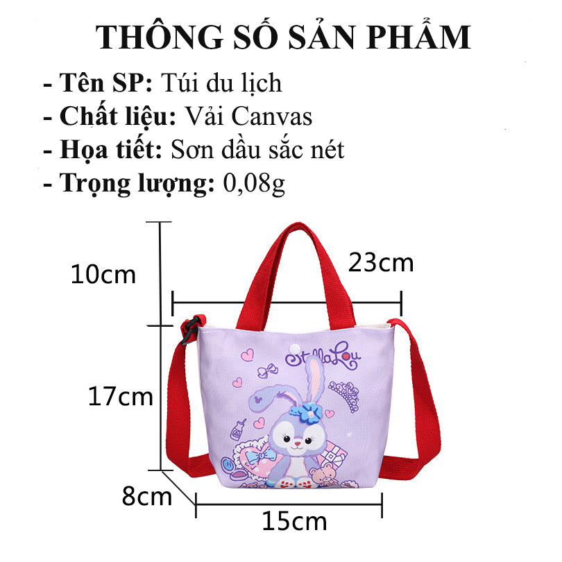 Túi Đeo Chéo, Xách Tay Vải Canvas In Họa Tiết Hoạt Hình Dễ Thương Thời Trang Cho Bé Gái