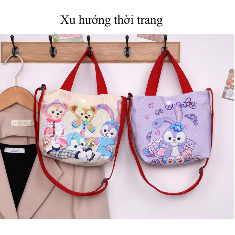 Túi Đeo Chéo, Xách Tay Vải Canvas In Họa Tiết Hoạt Hình Dễ Thương Thời Trang Cho Bé Gái