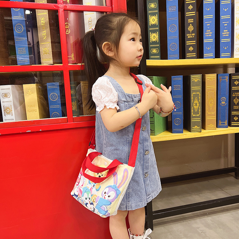 Túi Đeo Chéo, Xách Tay Vải Canvas In Họa Tiết Hoạt Hình Dễ Thương Thời Trang Cho Bé Gái