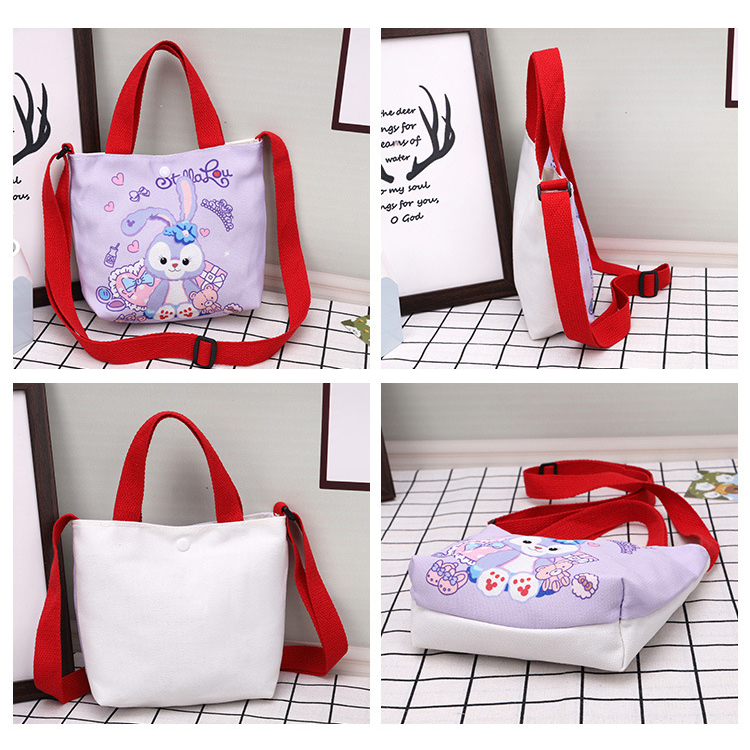 Túi Đeo Chéo, Xách Tay Vải Canvas In Họa Tiết Hoạt Hình Dễ Thương Thời Trang Cho Bé Gái