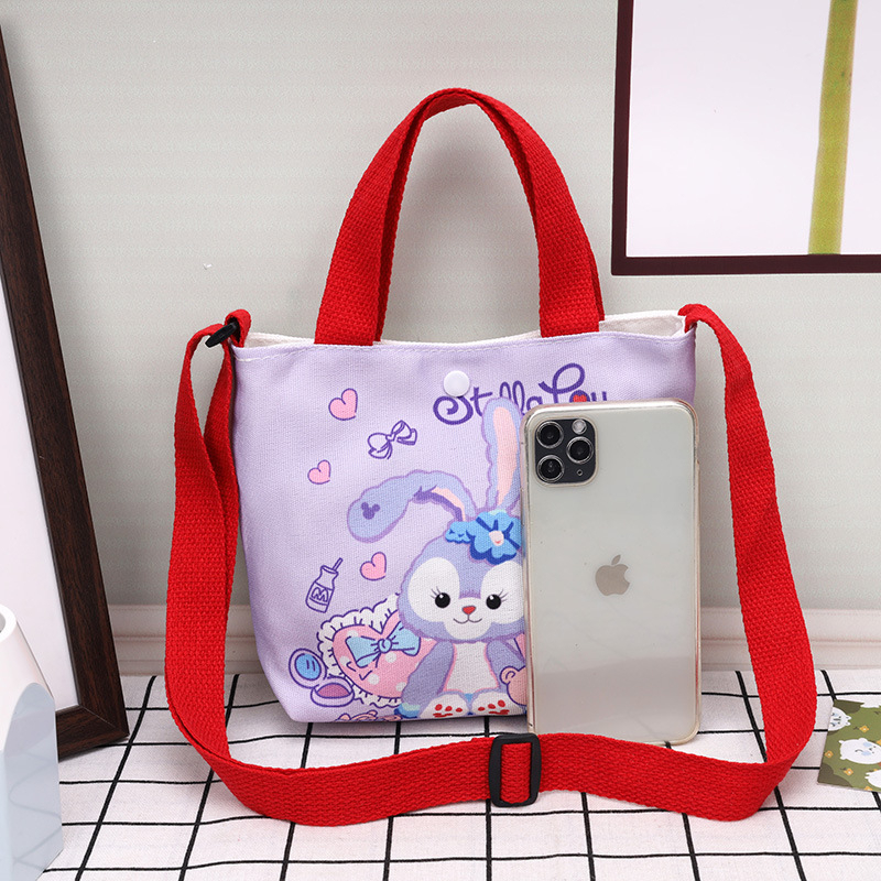 Túi Đeo Chéo, Xách Tay Vải Canvas In Họa Tiết Hoạt Hình Dễ Thương Thời Trang Cho Bé Gái