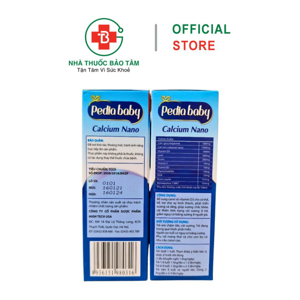 PEDIABABY KID CALCIUM NANO - Bổ sung canxi cho cơ thể
