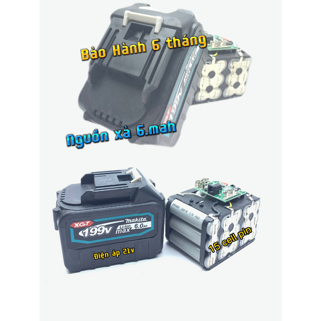 Pin MAKITA 15 Cell  xám có đèn báo pin Bảo Hành 6 Tháng