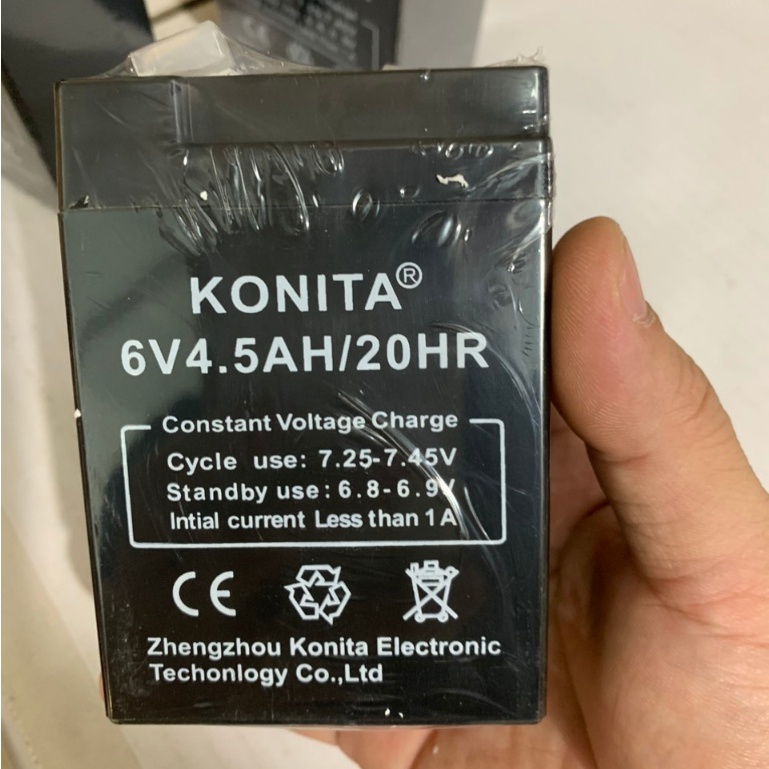Ắc Quy Điện KONITA 6V 4.5A Dành Cho Xe Điện, Ô Tô Trẻ Em Bảo Hành 3 Tháng