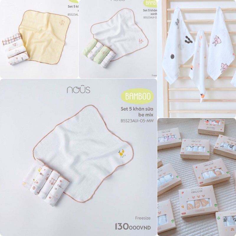 [sét 5 khăn sữa cho bé các mẫu