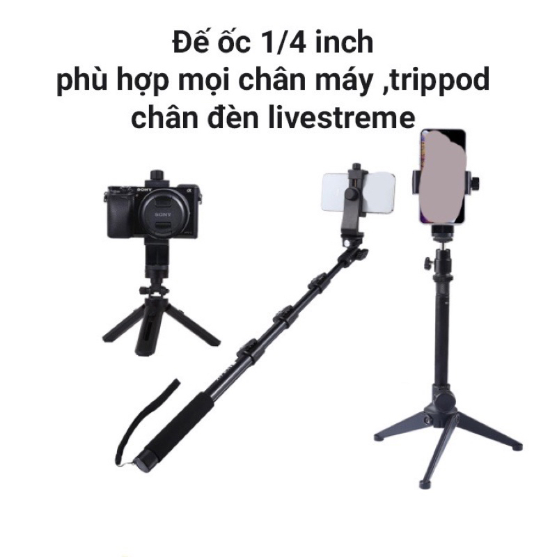 Đầu Kẹp Gắn Điện Thoại Xoay 360 Độ Tripod Đa Năng