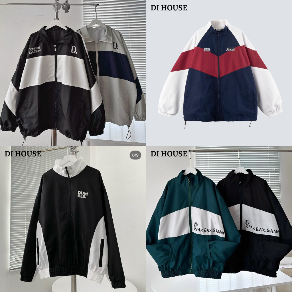 Áo khoác dù form rộng unisex nam nữ phối màu trẻ trung năng động chất dù ngoại 2 lớp 1V