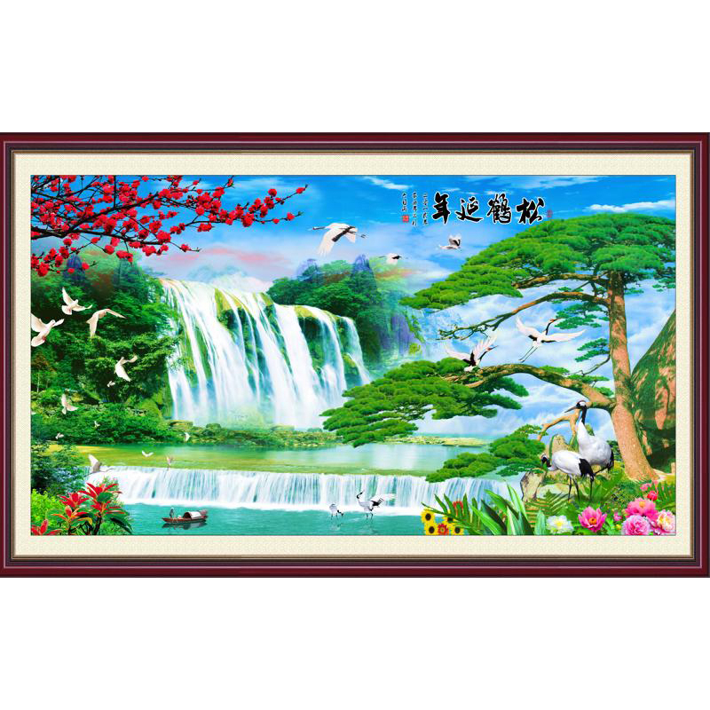 Tranh dán tường Phong cảnh thác nước đẹp GL0939 in PP kim sa nhiều kích thước