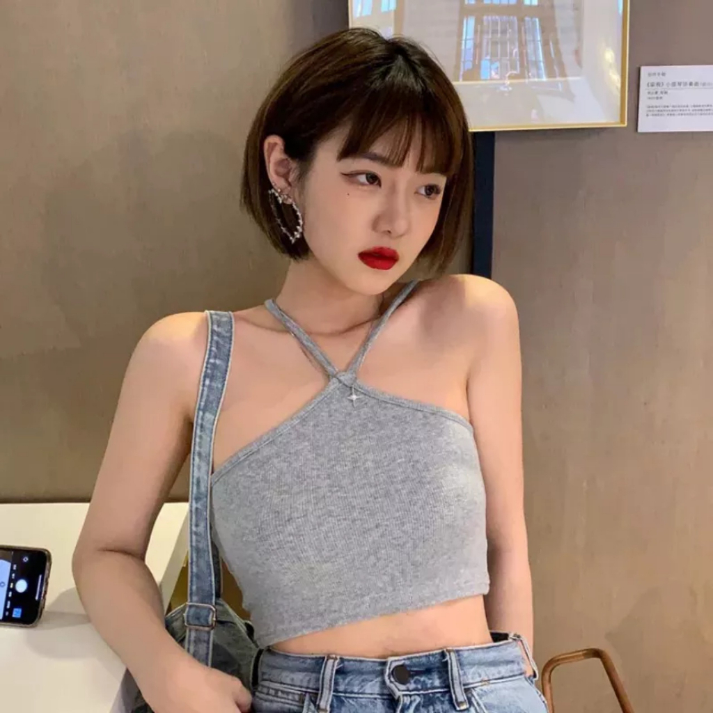 Áo Bra Quây Tăm Cổ Yếm 2 dây Buộc Không Đệm Ôm body B05