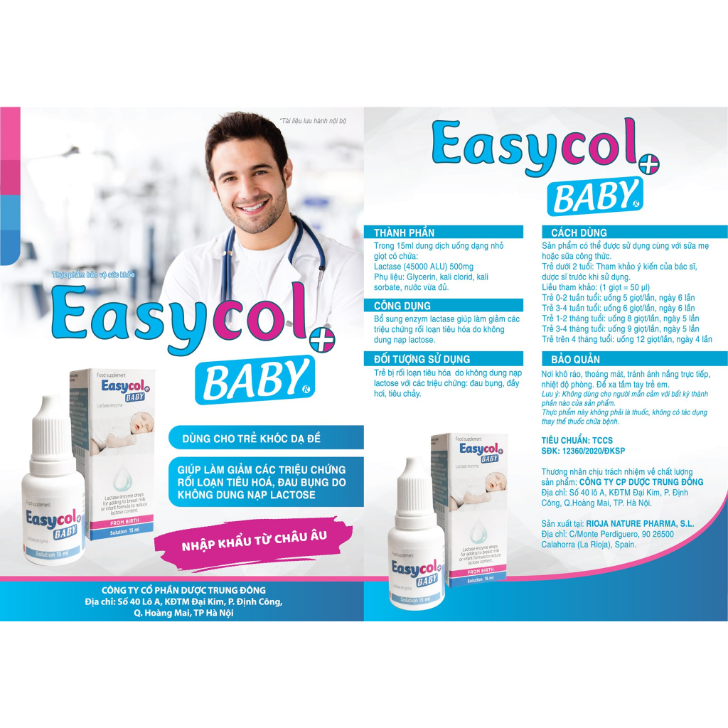 Enzym Easycol Baby Enzym Lactase Dùng Cho Trẻ Bất Dung Nạp Đường Lactose Rối Loạn Tiêu Hóa Giảm Đi Ngoài Đầy Bụng