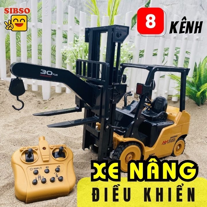 (Bản Nhỏ) Xe nâng hàng điều khiển từ xa, bộ xe cần cẩu đồ chơi 11 kênh A005 - SIBSO
