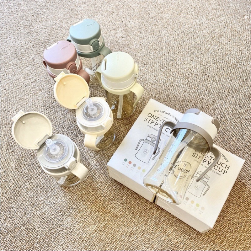 Bình tập hút Bluemama Modui uống nước/ Bình nắp bật One Touch Cap Bluemama Modui 200-260ml cho bé từ 6 tháng