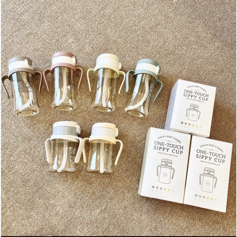 Bình tập hút Bluemama Modui uống nước/ Bình nắp bật One Touch Cap Bluemama Modui 200-260ml cho bé từ 6 tháng