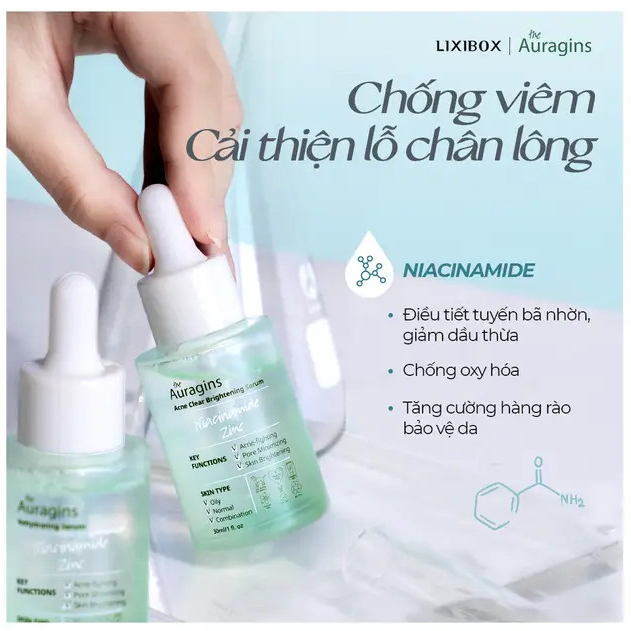 Combo Tinh chất tẩy tế bào chết AHA và Serum Niacinamide The Auragins