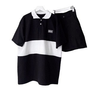 Áo thun Polo Nam Nữ Form rộng phối thân ,chất cotton co giãn in nhiệt 5D