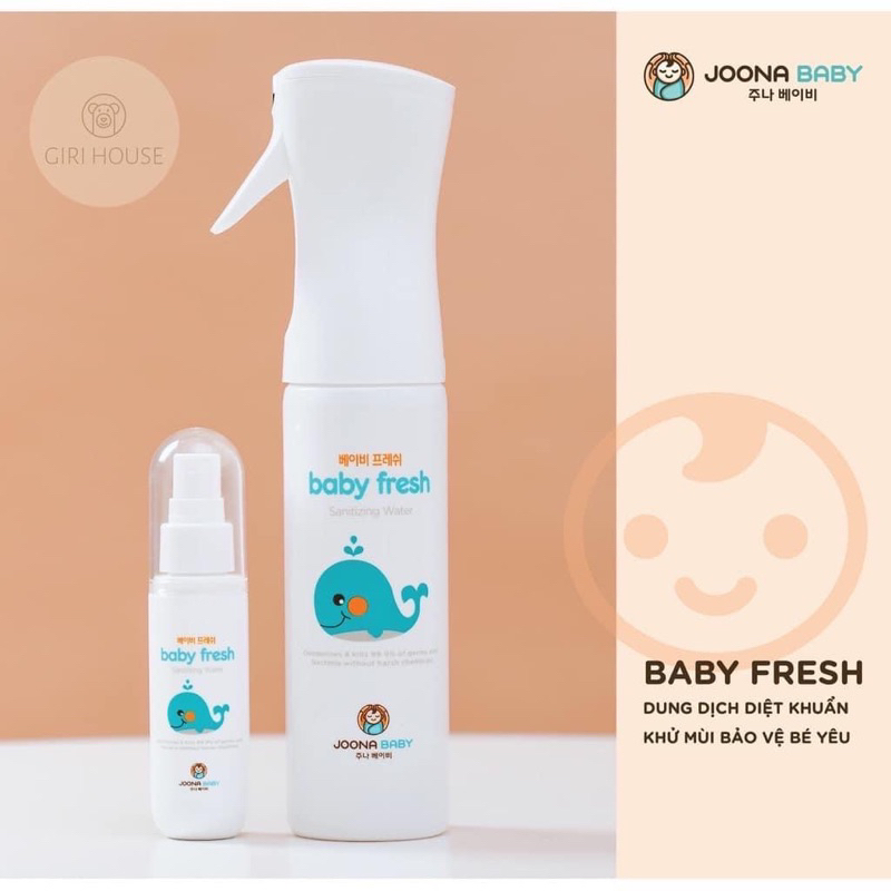 Xịt diệt khuẩn Baby Fresh - JOONA BABY Hàn Quốc- diệt khuẩn đồ chơi, tiệt trùng bình sữa, núm ti giả cho bé