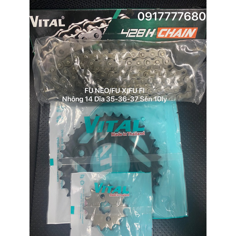 Nhông Sên Dĩa Funeo /Fu X/Fu led Nhông 14T Dĩa 36T37T Sên 10ly chuẩn 428H chính hãng VITAL