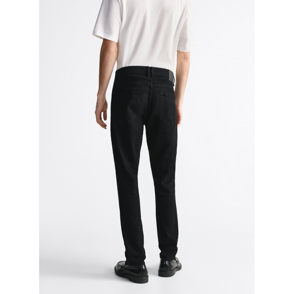 Quần jean nam LAB+COTTONLAB quần bò nam màu đen trơn, rách gối cao cấp chất co giãn không phai màu LAB10401