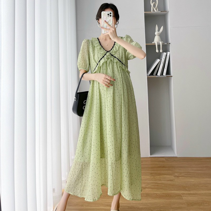 Đầm Bầu Hai Lớp Chấm Bi Siêu Xinh Mã HH0228