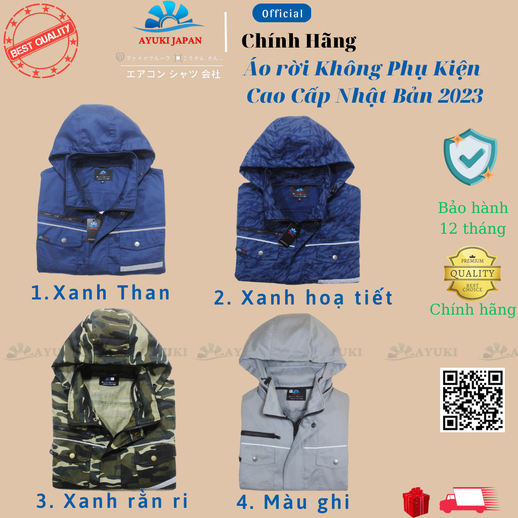 Áo điều hòa AYUKI Nhật Bản chính hãng vải cao cấp (áo rời không kèm bộ máy)