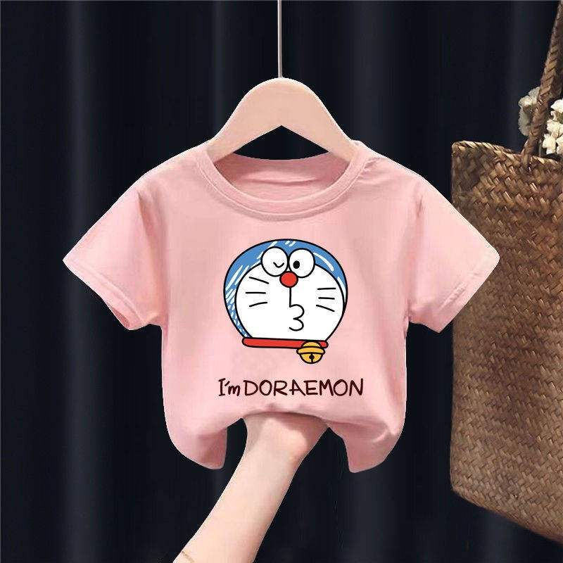 Áo thun cho bé trai và bé gái in hình Doraemon dễ thương kute