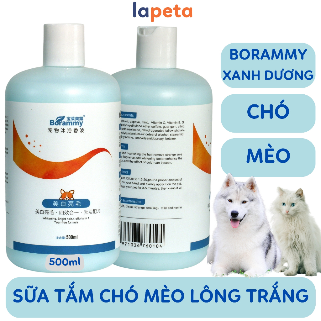 Sữa tắm cho chó mèo thú cưng lưu hương mượt lông diệt ve rận chữa viêm da khử hôi 500ml BORAMMY Lapeta