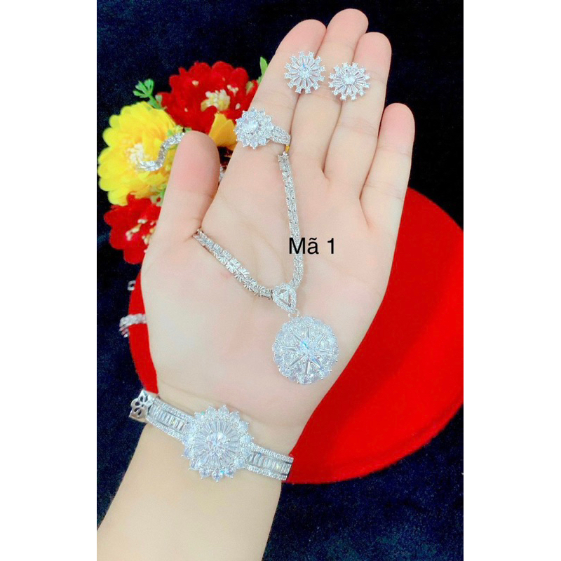 Set bộ trang sức mạ bạch kim cao cấp 4 món mẫu mới về