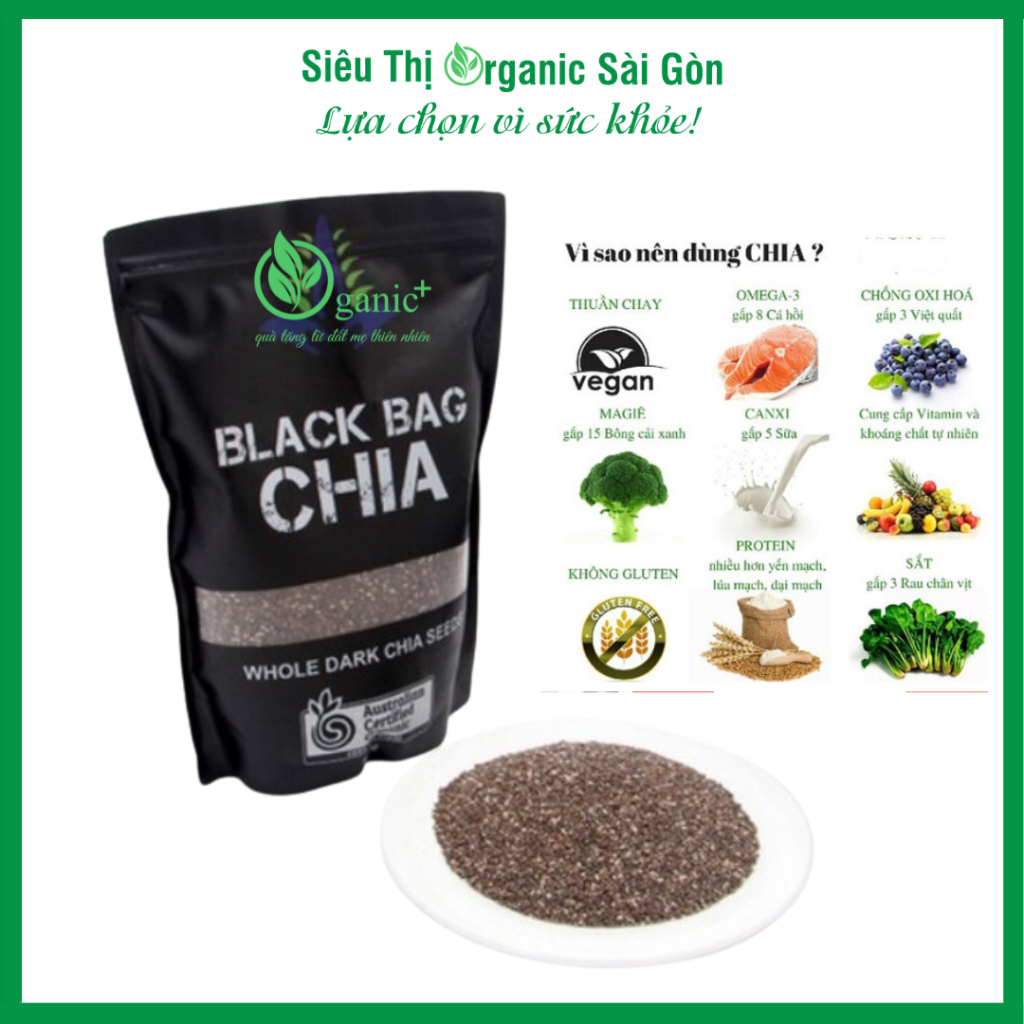 Hạt chia đen hàng chuẩn úc, black bag chia (500gram)