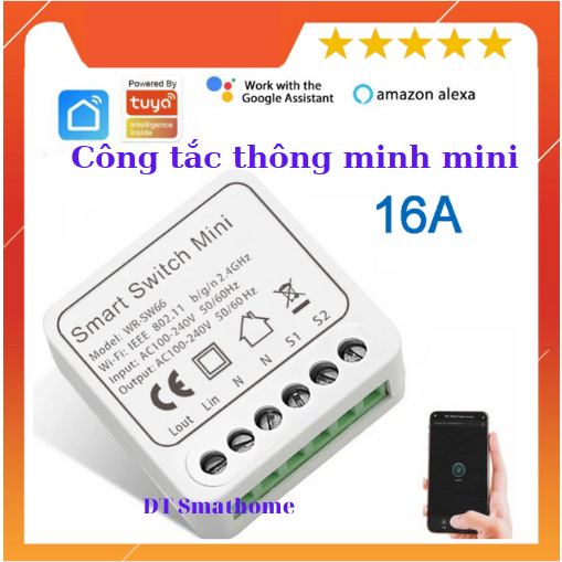 Công tắc thông minh Mini 16A tuya, điều khiển từ xa qua điện thoại