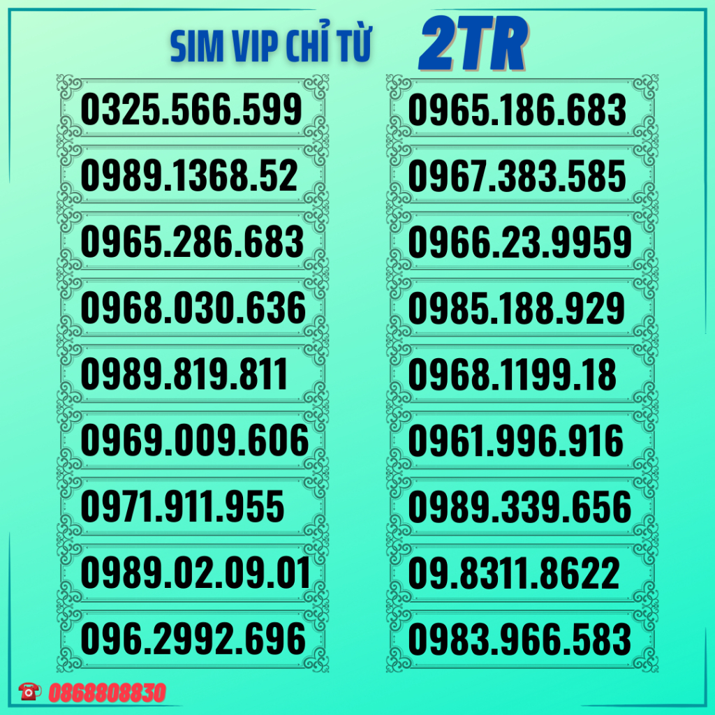 Sim viettel số đẹp giá rẻ đầu 09 03 Sim viettel chỉ từ 2 Triệu list 1 - Hỗ Trợ Đăng Ký Chính Chủ
