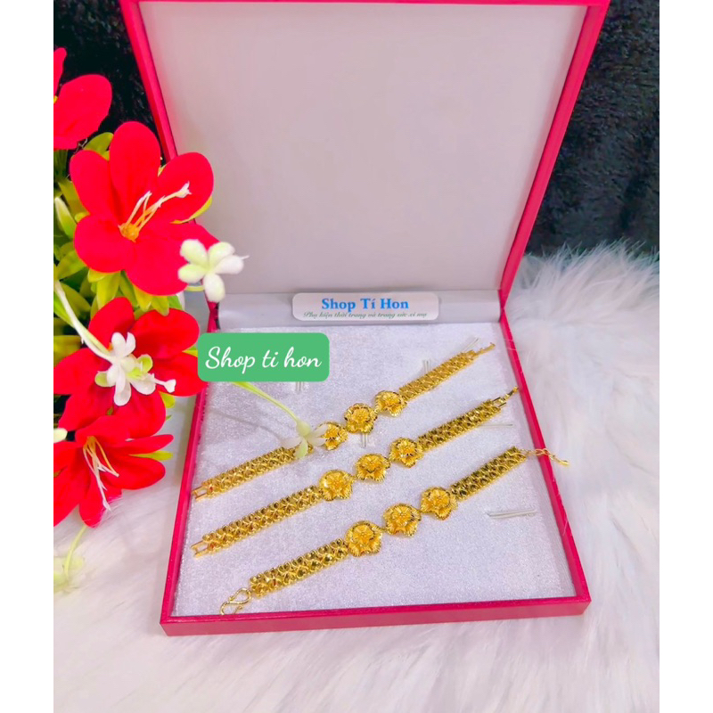 Lắc tay hoa mai mạ vàng 24 cao cấp